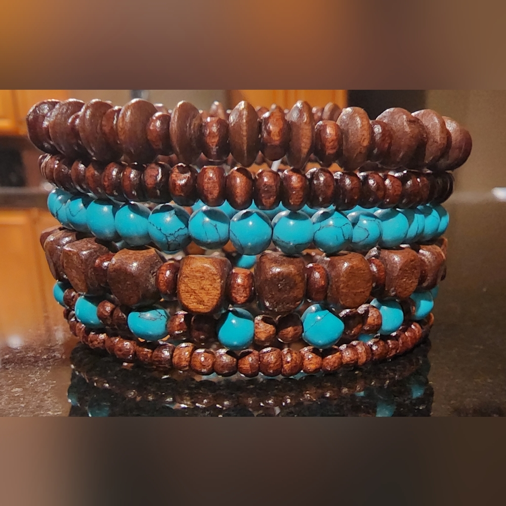Stacked wooden bracelet